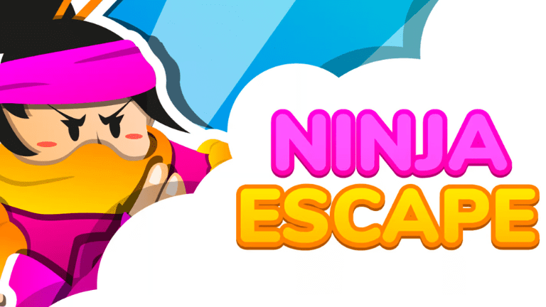 A thrilling scene from Ninja Escape featuring a stealthy ninja navigating a challenging obstacle course under the moonlight.